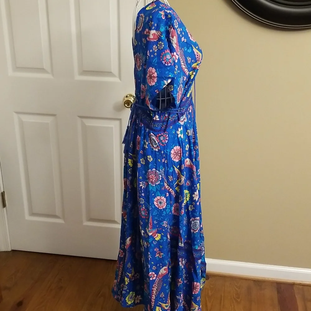 Boho women's blue patterned dress - Picture 5 of 10